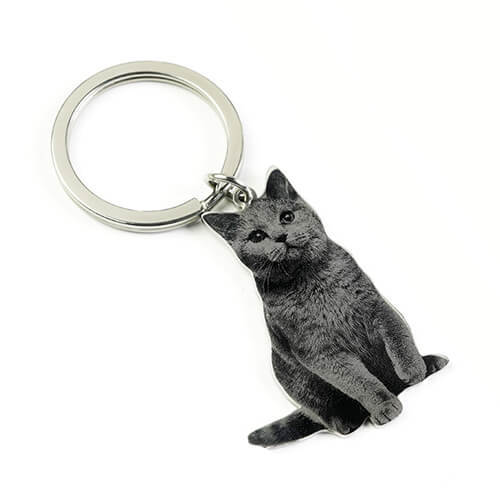 custom engraved photo keychains makers personalised metal keyring with cat picture wholesale suppliers